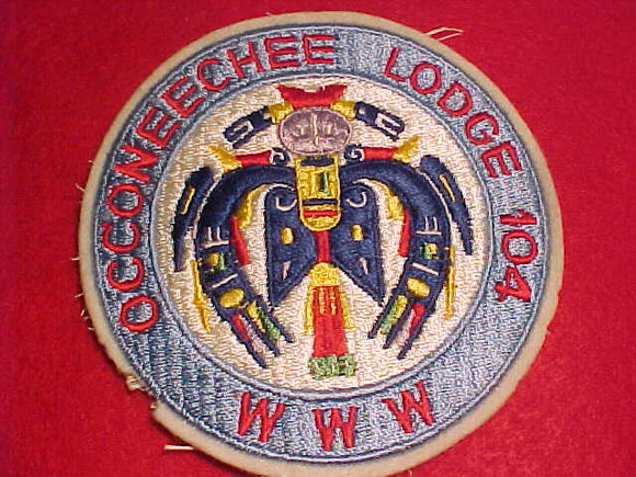 104 R6 OCCONEECHEE, EMBROIDERED ON FELT, USED - BDR. DAMAGE