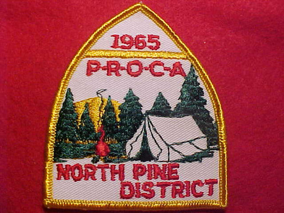 1965 ACTIVITY PATCH, TALL PINE COUNCIL, NORTH PINE DISTRICT P-R-O-C-A