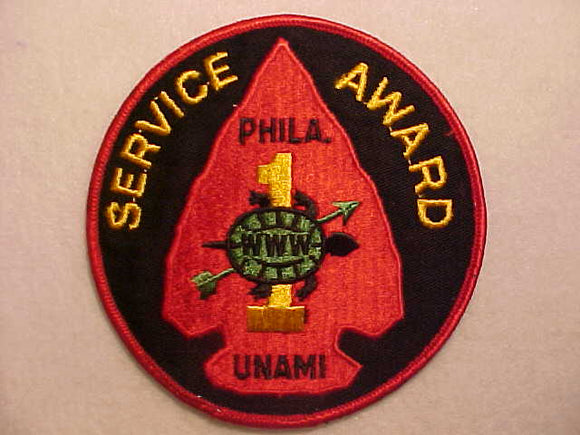 1 J3B UNAMI JACKET PATCH, SERVICE AWARD, PHILA.