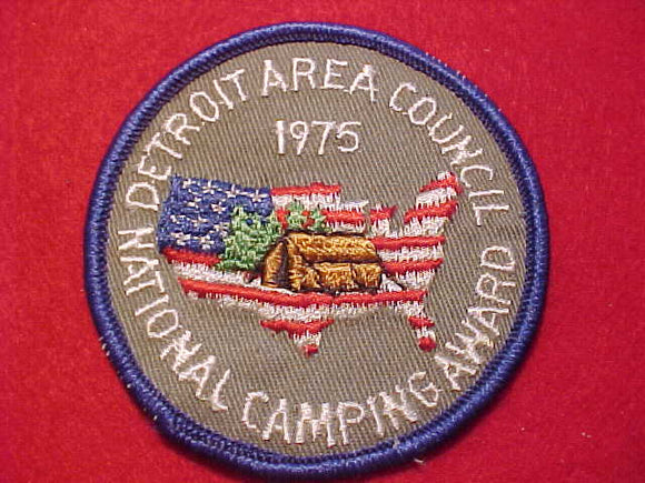 DETROIT AREA COUNCIL PATCH, 1975, NATIONAL CAMPING AWARD