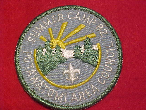 POTAWATOMI AREA COUNCIL PATCH, 1982 SUMMER CAMP