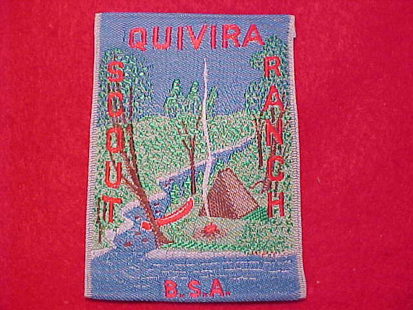 QUIVIRA SCOUT RANCH PATCH, WOVEN, RED LETTERS, MINT