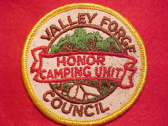 VALLEY FORGE COUNCIL PATCH, 1960'S HONOR CAMPING UNIT, USED