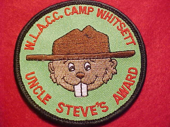 WHITSETT CAMP PATCH, UNCLE STEVE'S AWARD, W.L.A.C.C. (WESTERN LOS ANGELES COUNTY COUNCIL)