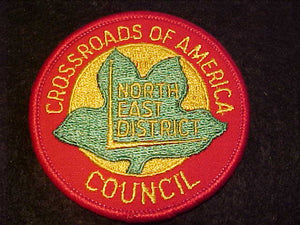 NORTH EAST DISTRICT, CROSSROADS OF AMERICA COUNCIL, RED TWILL, 76MM ROUND