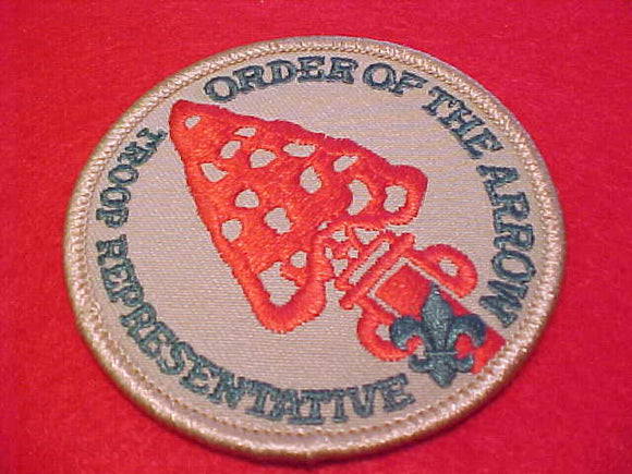 Order of the Arrow Troop Representative, plastic back w/ scout stuff logo