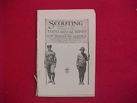 1919 BSA TENTH ANNUAL REPORT, SCOUTING MAGAZINE APRIL 8 1920.