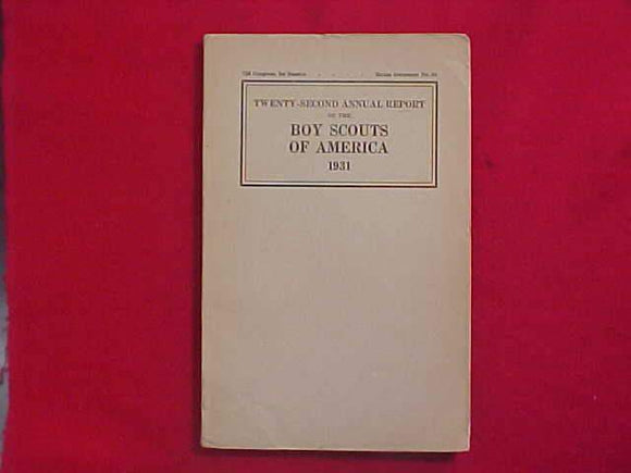 1931 BSA TWENTY-SECOND ANNUAL REPORT