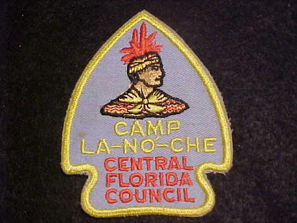 LA-NO-CHE PATCH, 1960'S, CENTRAL FLORIDA COUNCIL, LT. BLUE TWILL, YELLOW CUT EDGE
