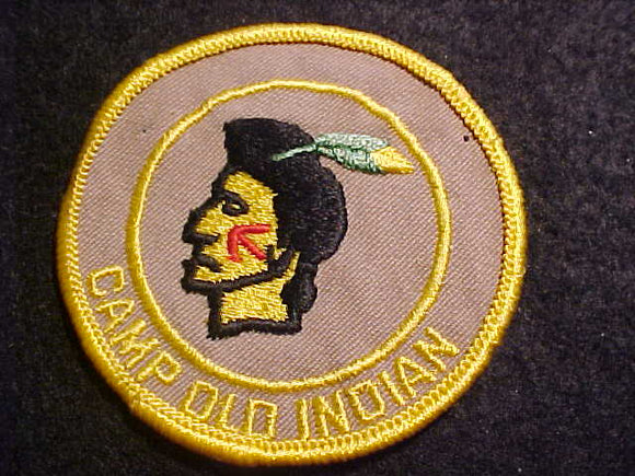 OLD INDIAN CAMP PATCH, 1 FEATHER, FIRST YEAR CAMPER, 3