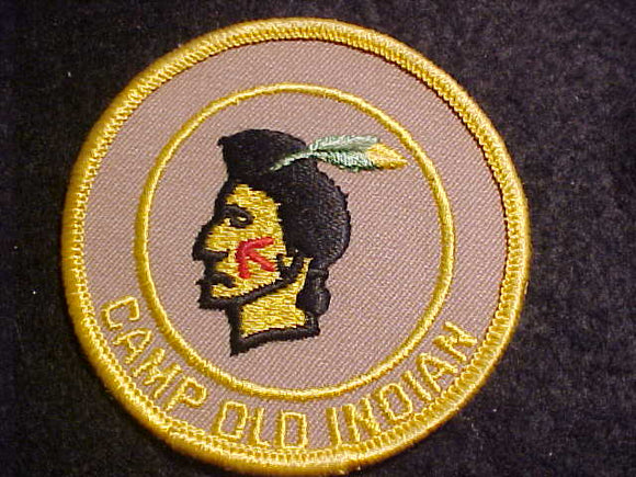 OLD INDIAN CAMP PATCH, 1 FEATHER, FIRST YEAR CAMPER, 3