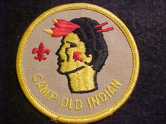 OLD INDIAN CAMP PATCH, 2 FEATHERS, 2ND YEAR CAMPER, 3