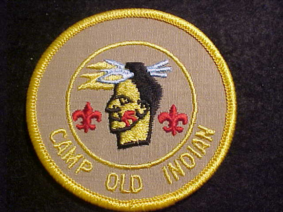 OLD INDIAN CAMP PATCH, 3 FEATHERS, 3RD YEAR CAMPER, 3