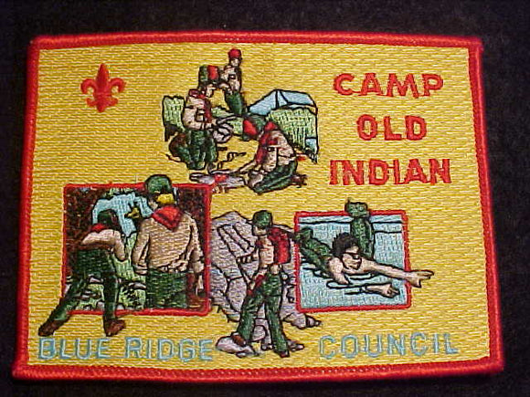 OLD INDIAN CAMP PATCH, 1990'S, FULLY EMBROIDERED, 3 X 4