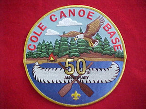 COLE CANOE BASE JACKET PATCH, 50TH ANNIV., 7"ROUND