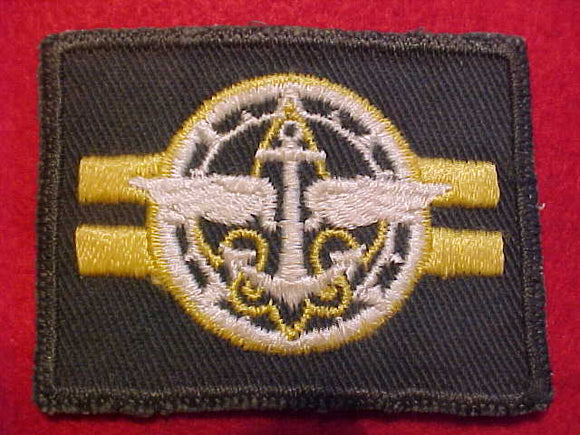 EXPLOERER PATCH, CREW LEADER, 1946-53, EMBROIDERED EDGE, GOLD ON DK. GREEN, USED