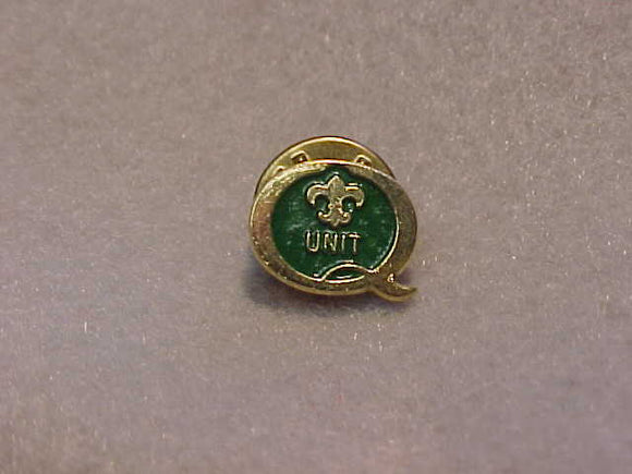 1988 QUALITY UNIT PIN, GREEN/GOLD