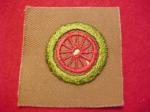 AUTOMOBILING FULL SQUARE MERIT BADGE, 1911-33, APPROX. 50X50MM, MINT