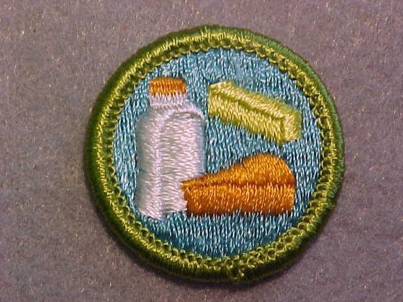DAIRYING, MERIT BADGE WITH CLEAR PLASTIC BACK, GREEN BORDER, NO IMPRINTS/LOGOS IN PLASTIC