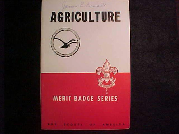 AGRICULTURE MERIT BADGE BOOK, TYPE 5B COVER, COPYRIGHT 1942 , MARCH 1947 PRINTING, V. GOOD COND.