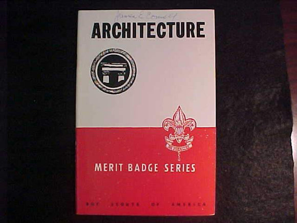 ARCHITECTURE MERIT BADGE BOOK, TYPE 5B COVER, COPYRIGHT 1943, JAN. 1949 PRINTING, V. GOOD COND.