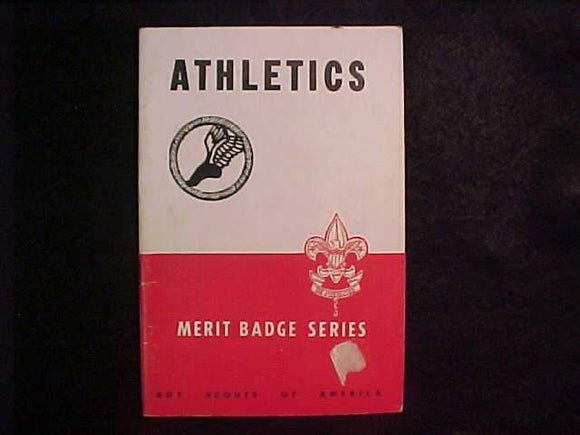 ATHLETICS MERIT BADGE BOOK, TYPE 5B COVER, COPYRIGHT 1943 , AUG. 1951 PRINTING, V. GOOD COND.