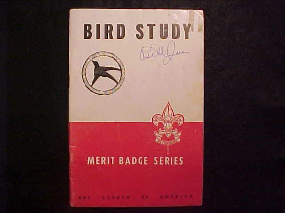 BIRD STUDY MERIT BADGE BOOK, TYPE 5B COVER, COPYRIGHT 1938, SEPT. 1949 PRINTING, GOOD COND.