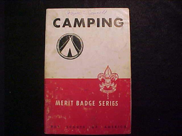 CAMPING MERIT BADGE BOOK, TYPE 5B COVER, COPYRIGHT 1946, AUG. 1946 PRINTING, POOR COND.