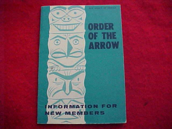 OA BOOKLET, INFORMATION FOR NEW MEMBERS, 10/1972 PRINTING
