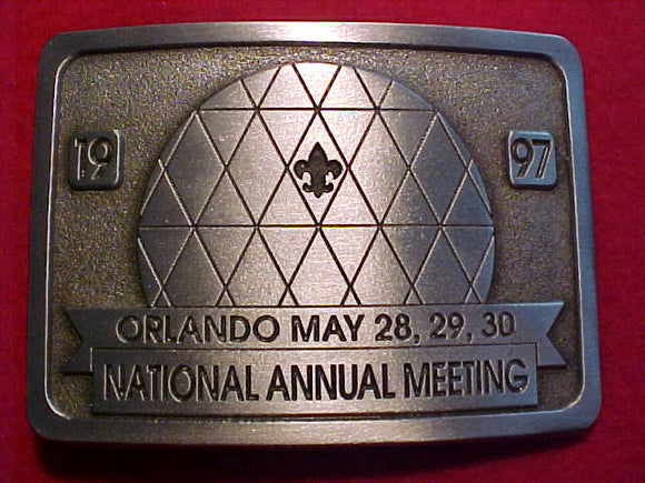 1997 BSA NATIONAL MEETING BELT BUCKLE, PEWTER, ORLANDO, MAY 28, 29, 30