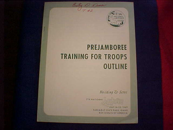 1969 NJ BOOKLET, PREJAMBOREE TRAINING FOR TROOPS, 29 PAGES, USED, 8.5 X 11