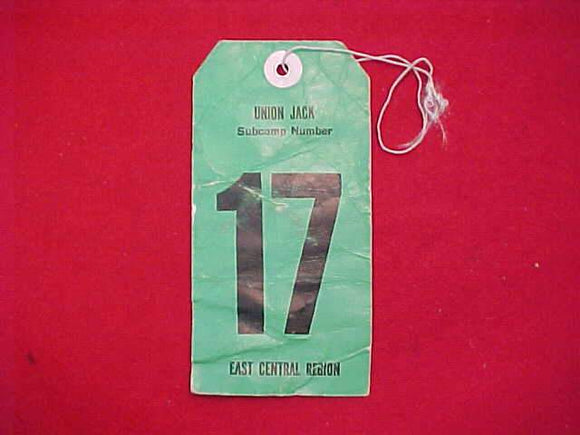 1981 NJ BAGGAGE TAG, SUBCAMP 17, EAST CENTRAL REGION, USED