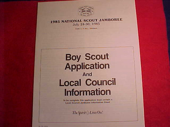 1985 NJ BOY SCOUT APPLICATION AND LOCAL COUNCIL INFORMATION FOR NJ