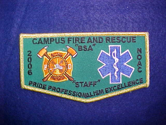 2006 NOAC FLAP, CAMPUS FIRE AND RESCUE STAFF, GOLD MYLAR BORDER