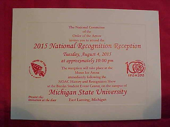 2015 NOAC INVITATION, NATIONAL RECOGNITION RECEPTION