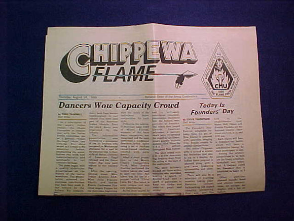 1986 NOAC CHIPPEWA FLAME BULLETIN, 8/14/86