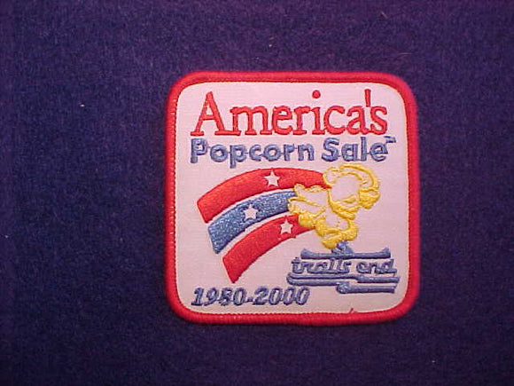 1980-2000 TRAIL'S END POPCORN PATCH TYPE #1,TWILL CENTER OF KERNEL,TM MARKED