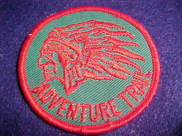 ADVENTURE TRAIL PATCH, 1960'S, GREEN TWILL/RED BDR.