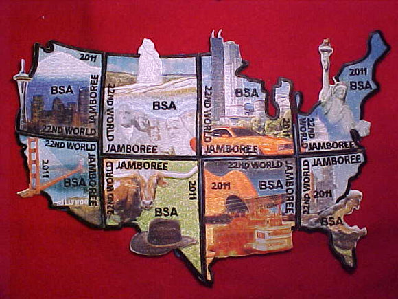 2011 WJ BSA/USA MAP, 8 PATCHES MAKES THE DESIGN, TOTAL SIZE 7.5 X 11