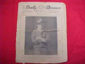 1929 WJ NEWSPAPER, "THE DAILY ARROW", 7/30/29, BADEN POWELL ON COVER, POOR COND.