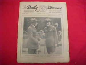 1929 WJ NEWSPAPER, "THE DAILY ARROW", 8/1/29, BADEN POWELL ON COVER, FAIR COND.