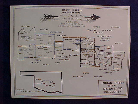 OA LODGE 133-MA-NU, MAP OF INDIAN TRIBES WITHIN THE LODGE BOUNDARY