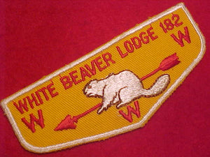 182 F4 WHITE BEAVER, MINT FRONT, GLUE MARKS ON BACK, MERGED 1972