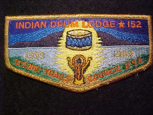 152 S10 INDIAN DRUM, 1939-1989, SCENIC TRAILS COUNCIL, NOW LISTED AS S-9, GMY BDR.