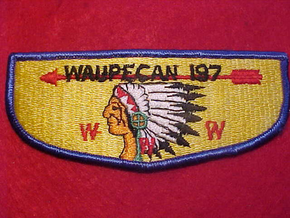 197 S? WAUPECAN, LT. YELLOW/ORANGE BKGR., 123 X 50MM