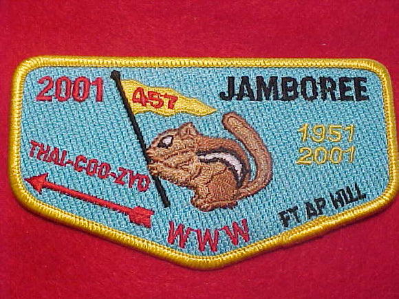 457 S51 THAL-COO-ZYO, 2001 JAMBOREE, 1951-2001, YELLOW BDR.