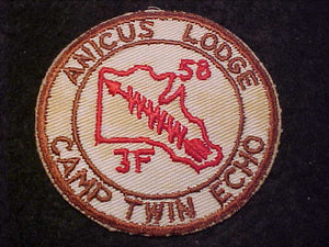 1958 AREA 3-F, CAMP TWIN ECHO, ANICUS LODGE, STAINED