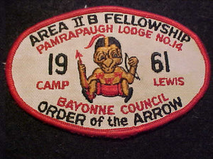 1961 AREA 2-B FELLOWSHIP, PAMRAPAUGH LODGE NO. 14, CAMP LEWIS, BAYONNE COUNCIL