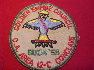 1958 AREA 12-C CONCLAVE, GOLDEN EMPIRE COUNCIL, DIXON '58, USED