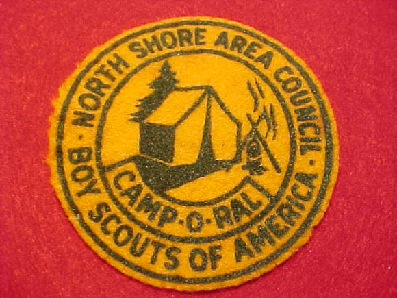 1950'S ACTIVITY PATCH, NORTH SHORE AREA COUNCIL CAMP-O-RAL, FELT, NEAR MINT